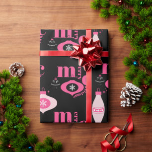 Cadeau Papier Coloré Rose Et Noir De Noël