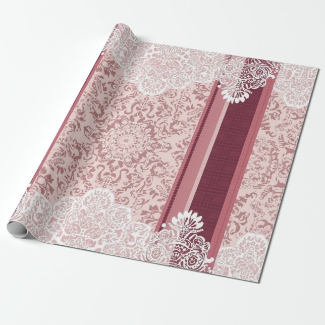 Cadeau Papier Damassé Baroque Vintage (Déroulé)