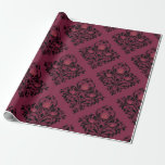 Cadeau Papier damassé vintage Paris bordeaux et violet<br><div class="desc">Papier d'emballage damassé vintage Paris bordeaux rouge vin et violet.</div>