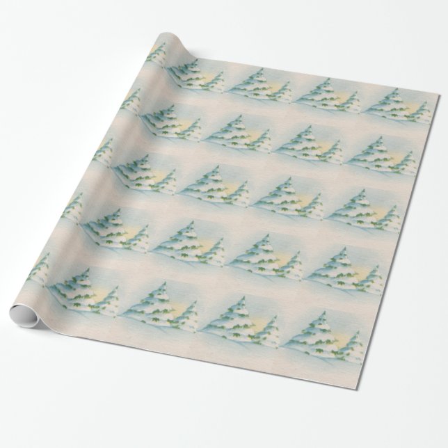 Cadeau Papier d'arbre couvert de neige des années 50 vint (Déroulé)