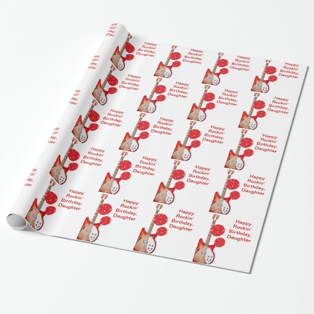 Cadeau Papier de fille, rouge et blanc de guitare et de (Déroulé)