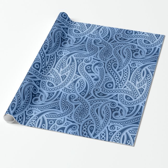 Cadeau Papier de Motif Abstrait de marguerite bleu foncé (Déroulé)