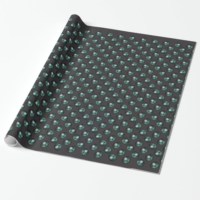 Cadeau Papier de Noël Alien mou et gris (Déroulé)