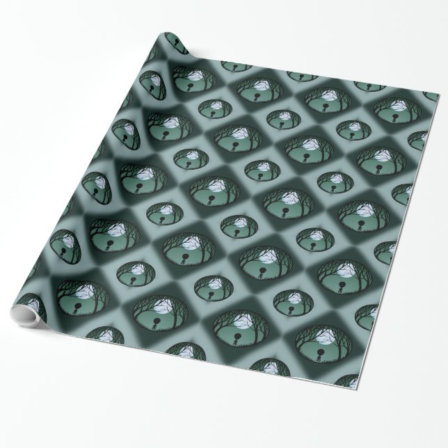 Cadeau Papier de Noël Alien mou et gris (Déroulé)