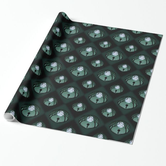 Cadeau Papier de Noël Alien mou et gris (Déroulé)