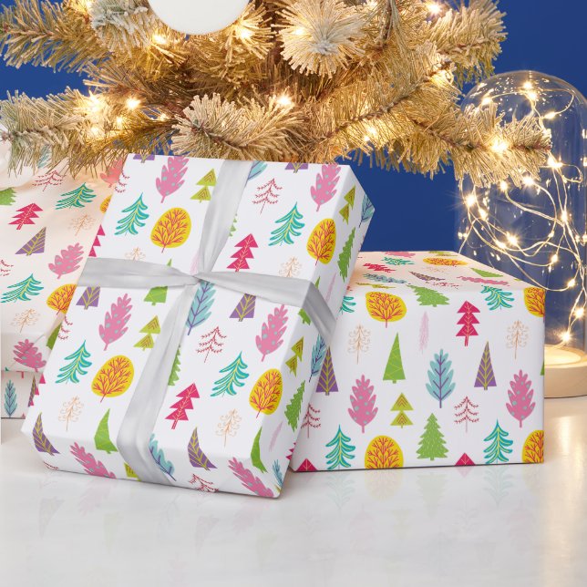 Cadeau Papier de Noël blanc coloré (Vacances)