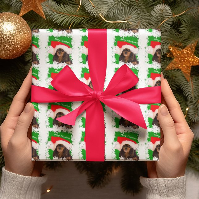 Cadeau Papier de Noël Cavalier King Charles noir et feu (Créateur téléchargé)