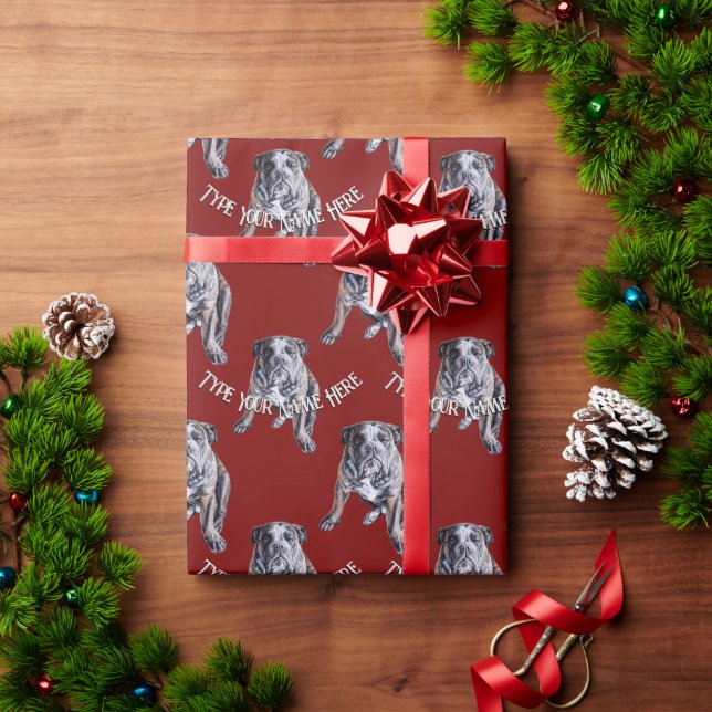 Cadeau Papier de Noël pour chien de taureau sur mesure Pa (Cadeau de vacances)