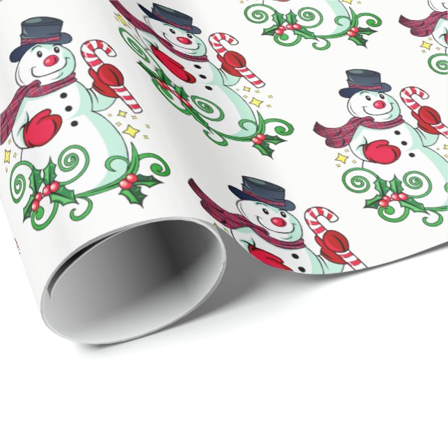 Cadeau Papier de Noël - Snowman de vacances (Coin rond)