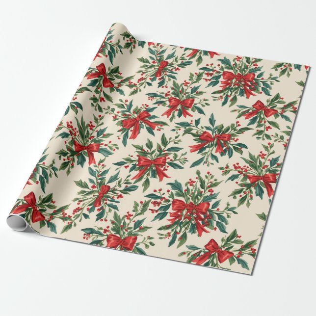 Cadeau Papier de Noël traditionnel/classique (Déroulé)