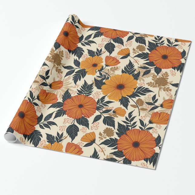 Cadeau Papier de recouvrement de géométrie florale en gra (Déroulé)