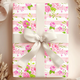 Cadeau Papier de soie anglais à motif aquarelle Roses Ros