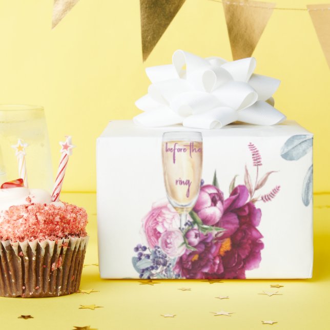 Cadeau Papier de soie Mariage Champagne Floral Magenta Av (Fête d'anniversaire)