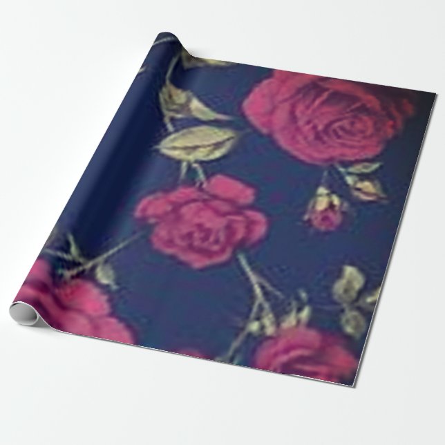 Cadeau Papier de tissus Rose violet gothique (Déroulé)