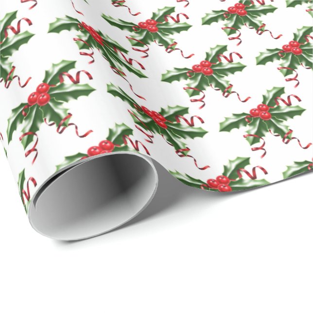 Cadeau Papier de toilette de vacances-Holly (Coin rond)