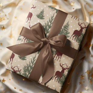 Cadeau Papier de veille de Noël de l'arbre du cerf