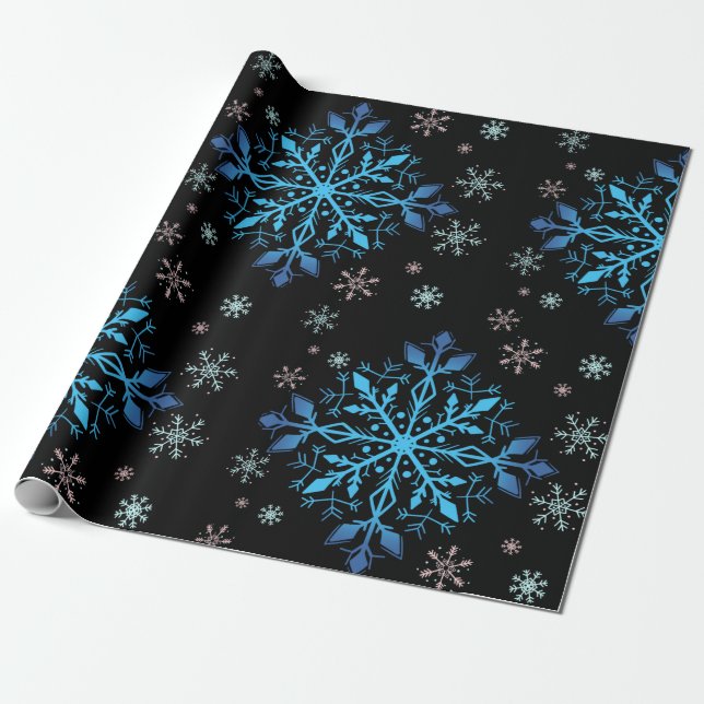 Cadeau Papier d'échauffement d'hiver du flocon bleu (Déroulé)