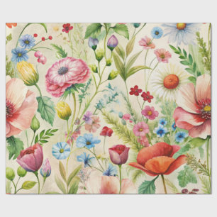 Cadeau Papier découpage fleurs sauvages aquarelle sans co