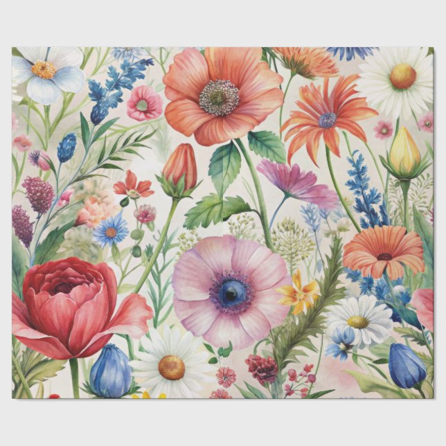 Cadeau Papier découpage sans couture de fleurs sauvages à (Couture)