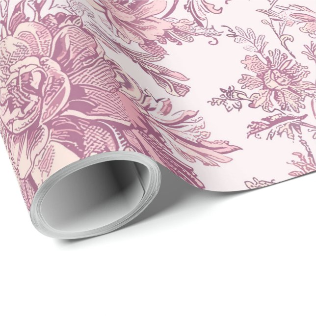 Cadeau Papier découpé en chinoiserie rose clair (Coin rond)