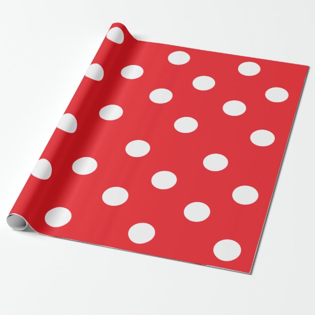 Cadeau Papier d'emballage 30" de pois rouge et blanc x 6" (Déroulé)