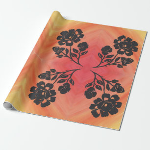 Cadeau Papier d'emballage 30"x6' silhouette de rose rouge