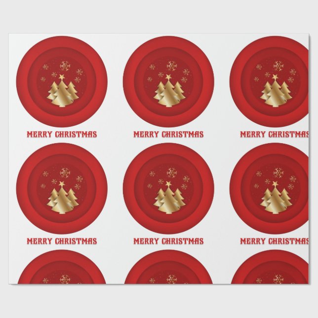 Cadeau Papier d'emballage à cacheter de Noël Rouge & Or (Plat)