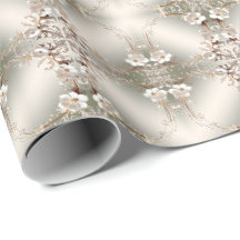 Papier d'emballage à cadre floral blanc orné
