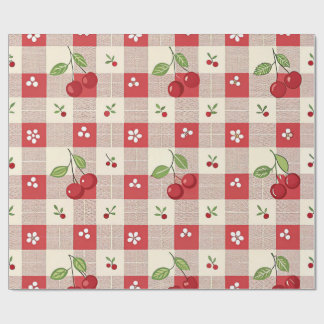 Cadeau Papier d'emballage à carreaux de cerise mignon