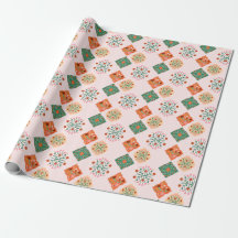 Papier d'emballage à carreaux floraux | Motif de j