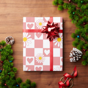 Cadeau Papier d'emballage à carreaux roses
