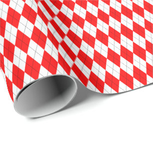 Cadeau Papier d'emballage à carreaux rouge et blanc