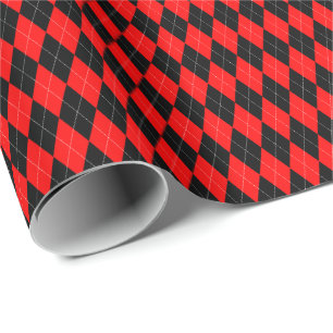 Cadeau Papier d'emballage à carreaux rouge et noir