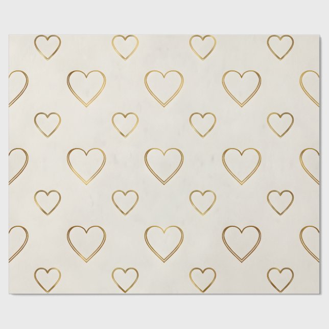 Cadeau Papier d'emballage à coeur de couleur dorée (Plat)