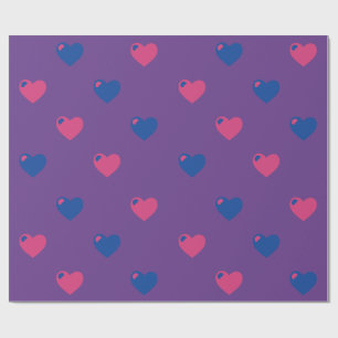 Cadeau Papier d'emballage à grands cœurs de fierté bisexu