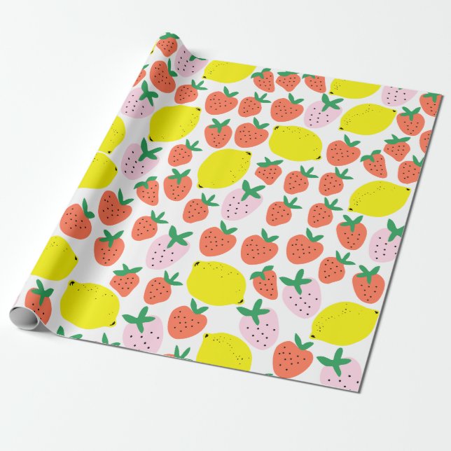 Cadeau Papier d'emballage à la fraise et au citron (Déroulé)