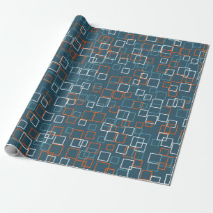 Cadeau Papier d'emballage à motif carré bleu rétro