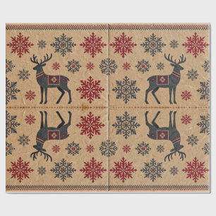 Cadeau Papier d'emballage à motif d'art populaire scandin