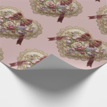 Papier d'emballage à motif de cœur en dentelle ros