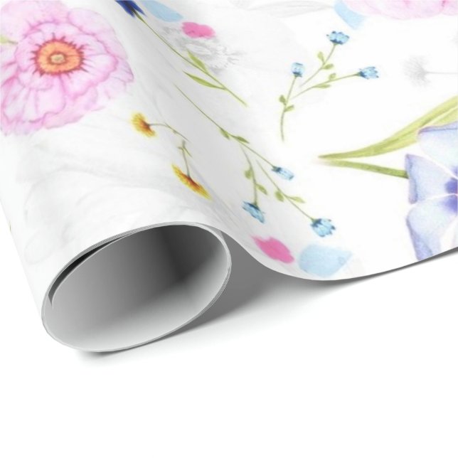 Cadeau Papier d'emballage à motif de fleurs (Coin rond)