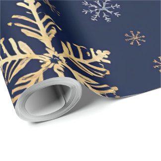 Cadeau Papier d'emballage à motif de flocon de neige doré