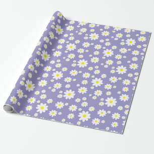 Cadeau Papier d'emballage à motif de marguerite violet la