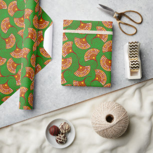 Cadeau Papier d'emballage à motif d'éventail Ankara or ro