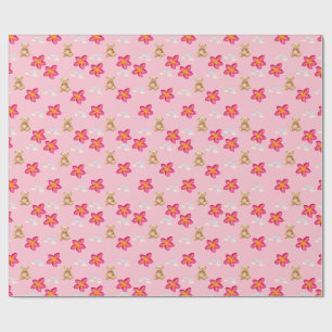 Cadeau Papier d'emballage à motif étoile floral rose mign