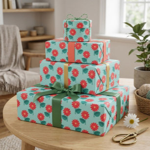 Cadeau Papier d'emballage à motif marguerite