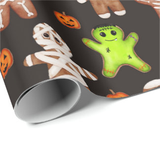 Cadeau Papier d'emballage à motif pain d'épice Halloween