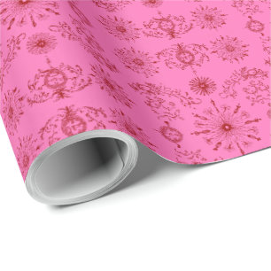 Cadeau Papier d'emballage à motif rouge sur rose