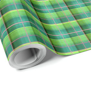 Cadeau Papier d'emballage à motif vert à carreaux à petit