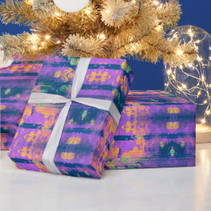 Cadeau Papier d'emballage à motif violet et orange