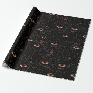 Cadeau Papier d'emballage à motifs botaniques sombres et